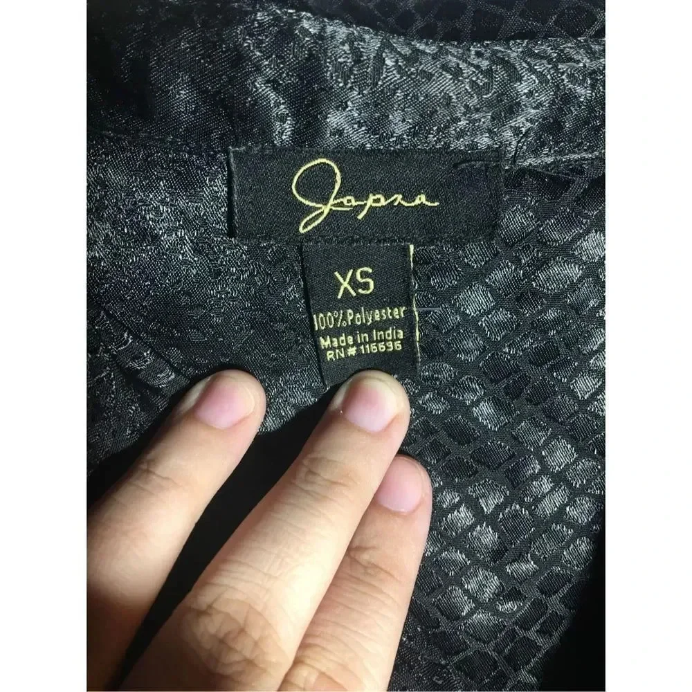 Womens Japna Button Up Shirt Snake Print Eras Tour Reputation Black Silky